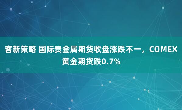 客新策略 国际贵金属期货收盘涨跌不一，COMEX黄金期货跌0.7%